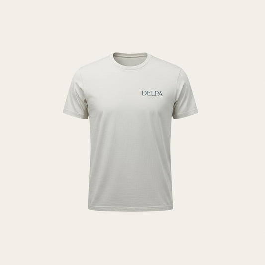 T shirt DELPA brodé marine fond crème