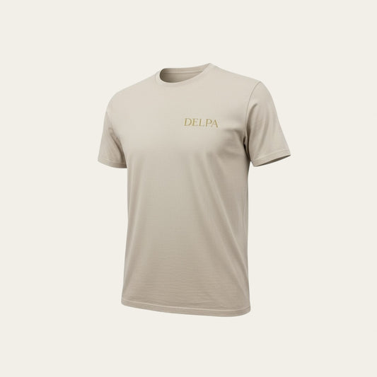 T shirt DELPA brodé brun fond sable